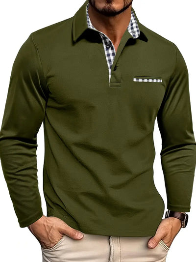 Axton™ | Polo manches longues à col contrasté