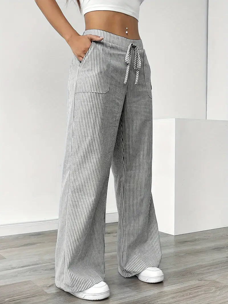 Éline™ | Pantalon Rayé Décontracté Chic