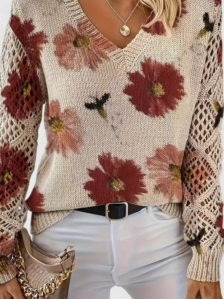 Fiorava™ | Pull Col V à Motifs Floraux