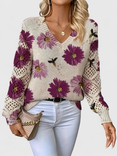 Cendrine™ | Pull en maille à fleurs