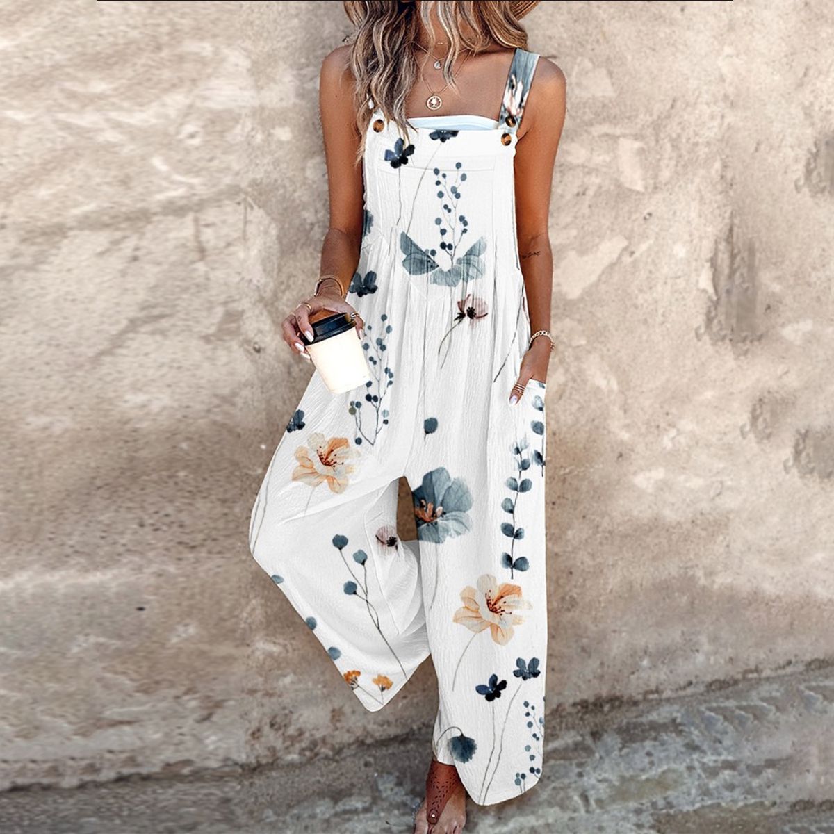 Deléna™ | Combinaison ample en lin à fleurs