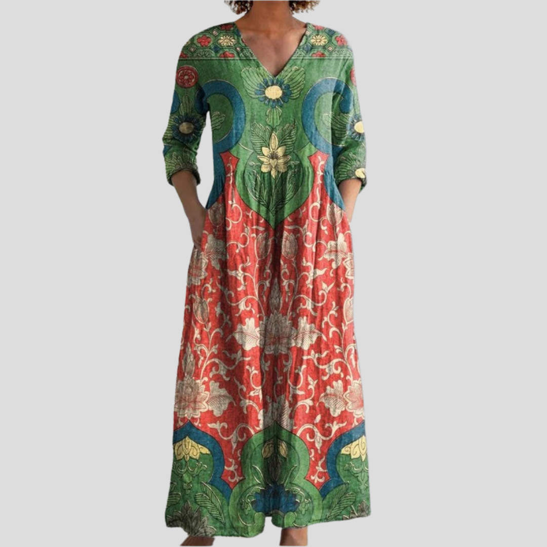 Ysaline™ | Robe Longue Bohème à Motifs Colorés