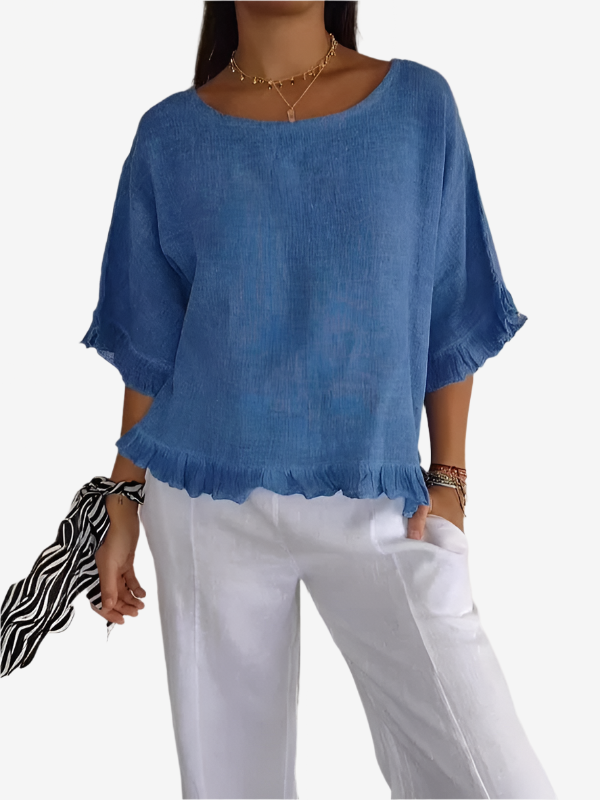 Luna | Blouse en lin de coton à volants