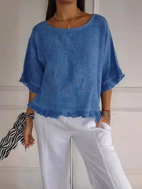 Luna | Blouse en lin de coton à volants