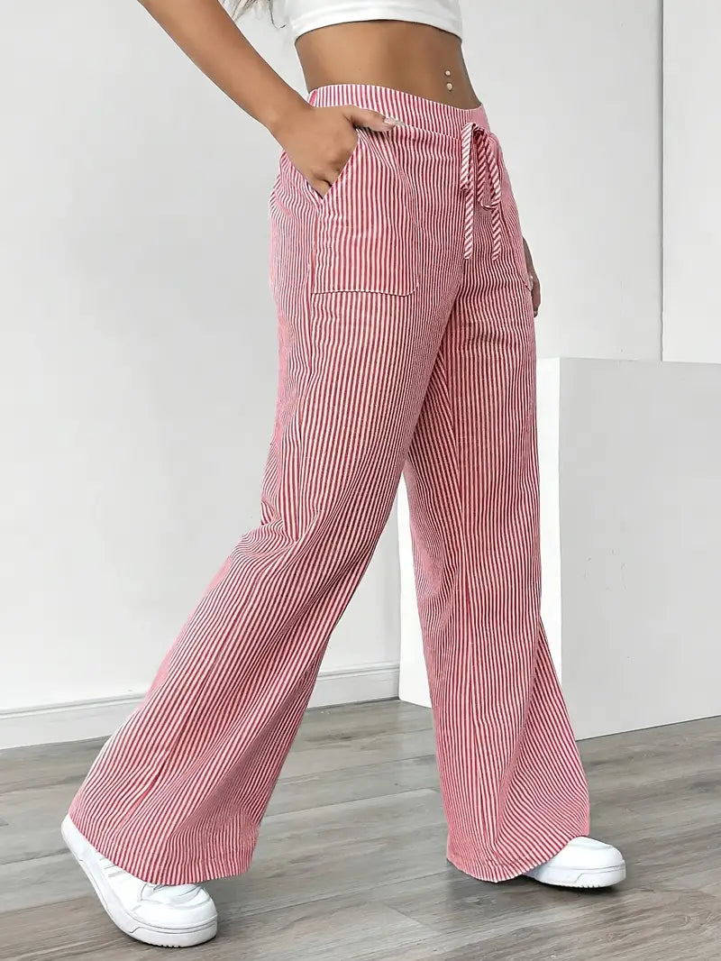 Éline™ | Pantalon Rayé Décontracté Chic