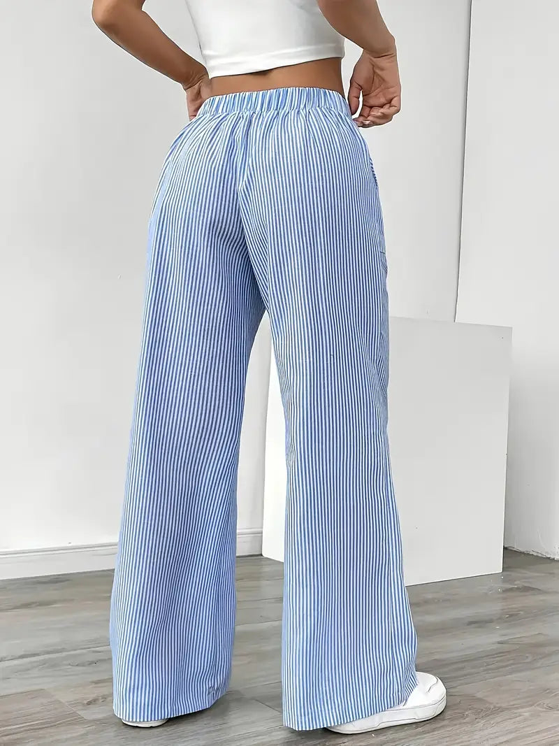 Éline™ | Pantalon Rayé Décontracté Chic
