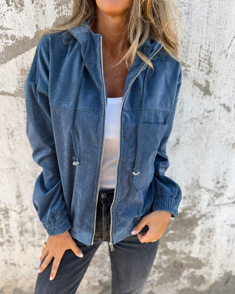 Isaline™ | Veste Zippée Côtelée à Capuche