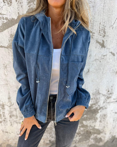 Isaline™ | Veste Zippée Côtelée à Capuche