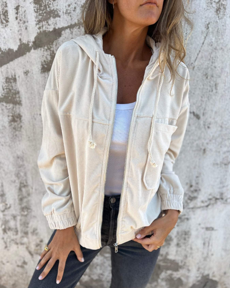 Isaline™ | Veste Zippée Côtelée à Capuche