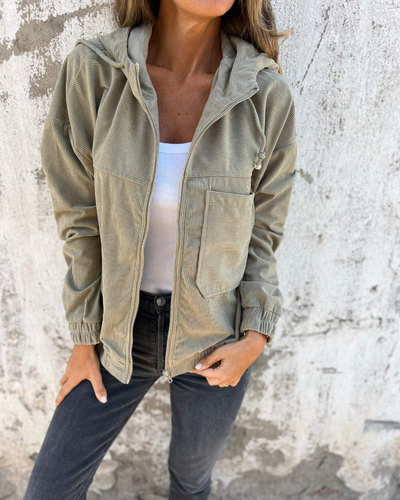 Isaline™ | Veste Zippée Côtelée à Capuche
