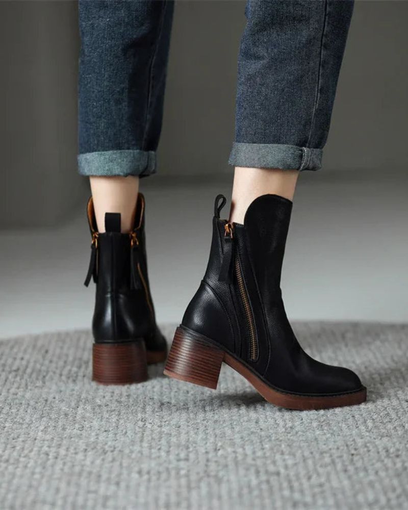 Églantine™ | Bottines Élégantes à Talon Bloc