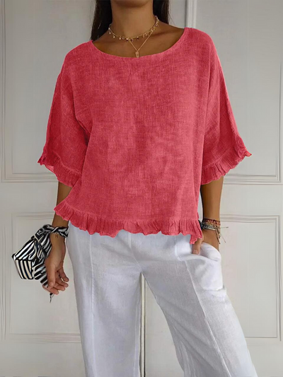 Luna | Blouse en lin de coton à volants