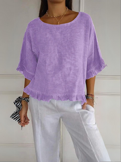 Luna | Blouse en lin de coton à volants