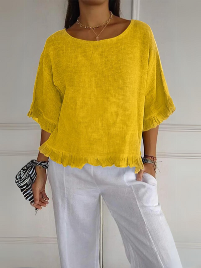 Luna | Blouse en lin de coton à volants
