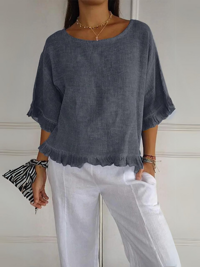 Luna | Blouse en lin de coton à volants
