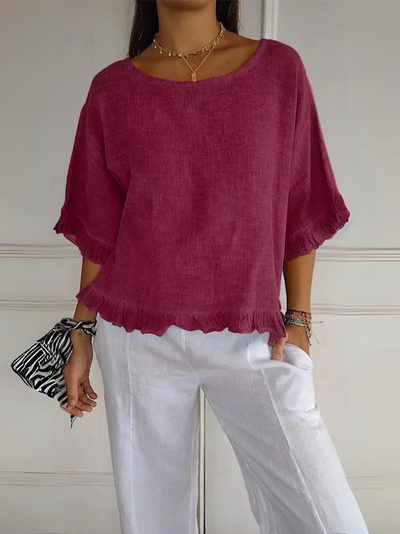 Luna | Blouse en lin de coton à volants