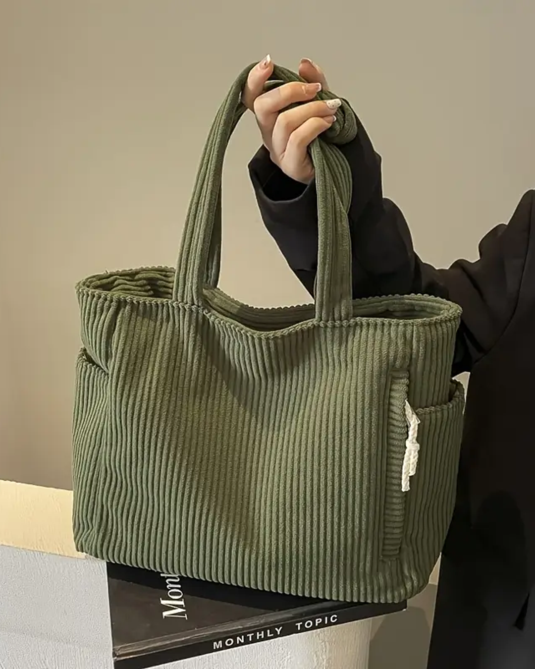 Camille™ | Sac Cabas Décontracté en Velours Côtelé