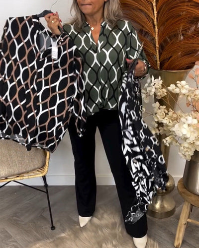 Oriane™ | Blouse Graphique Fluidité Chic