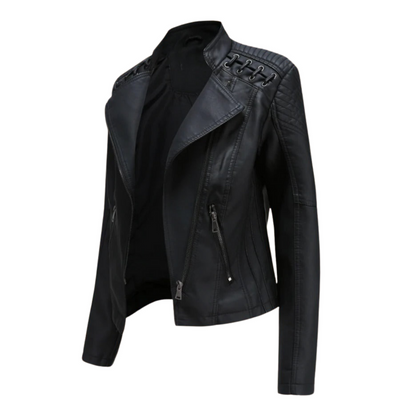 Coralie™ | Veste Motard Chic avec Détails Tressés