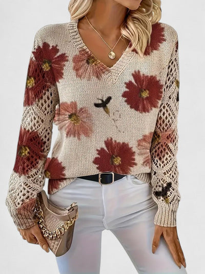Cendrine™ | Pull en maille à fleurs