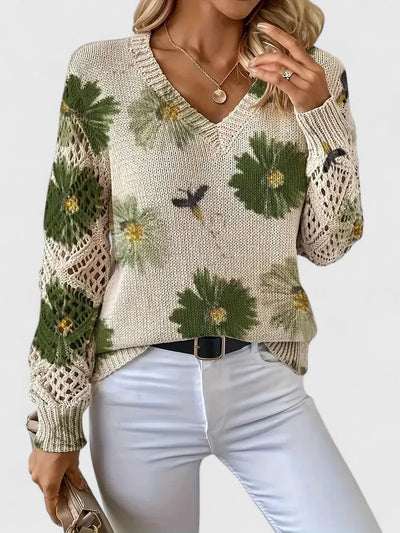 Cendrine™ | Pull en maille à fleurs