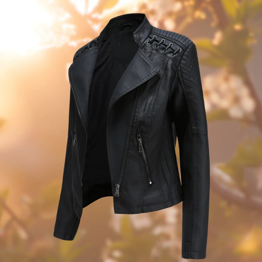 Coralie™ | Veste Motard Chic avec Détails Tressés