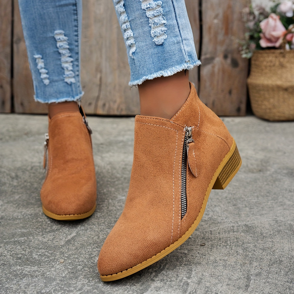 Maelis™ | Bottines à talon bas avec fermeture éclair