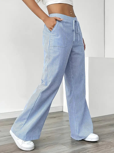 Éline™ | Pantalon Rayé Décontracté Chic