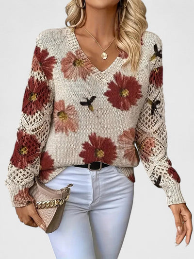 Cendrine™ | Pull en maille à fleurs