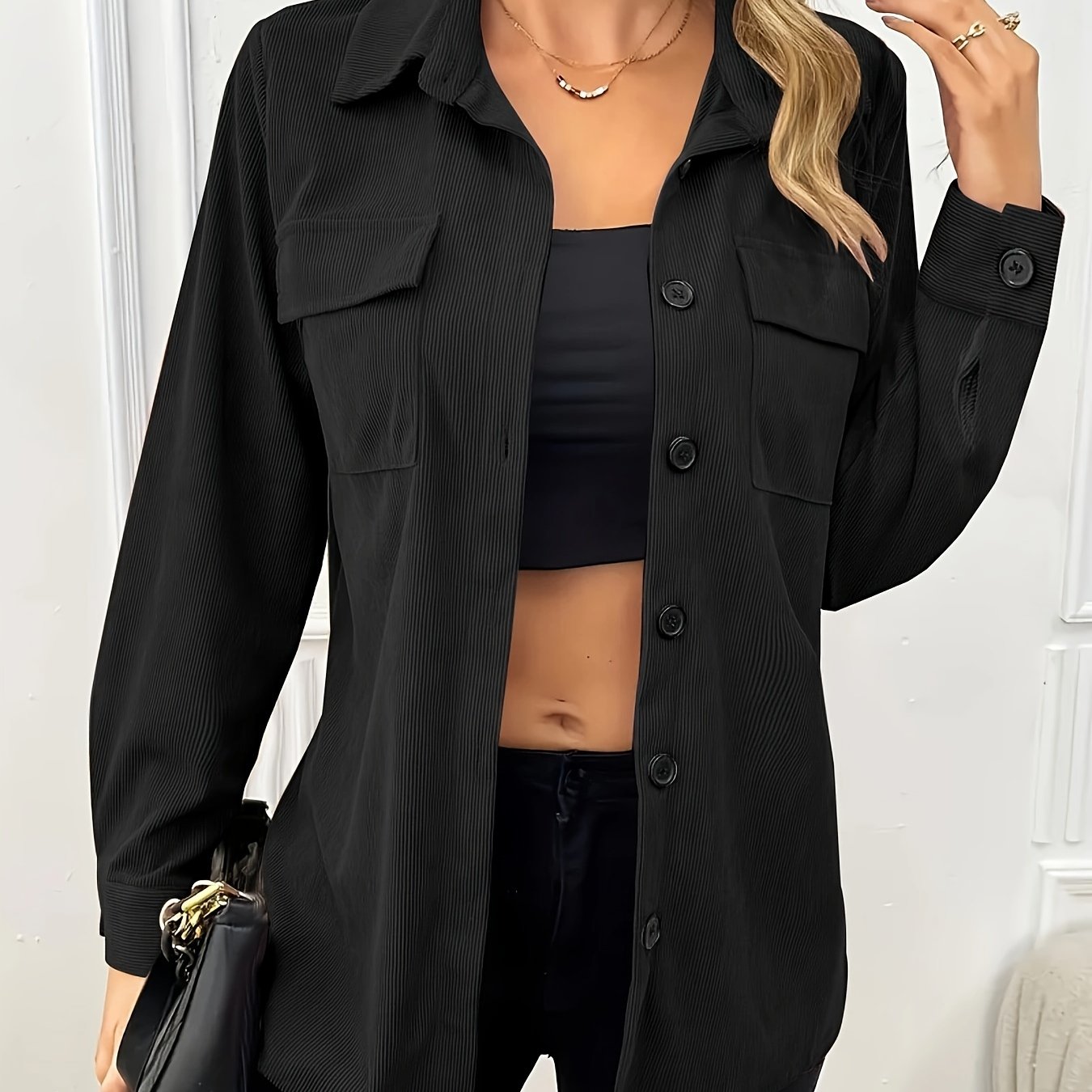 Sienna™ | Surchemise boutonnée en velours côtelé