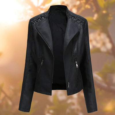 Coralie™ | Veste Motard Chic avec Détails Tressés