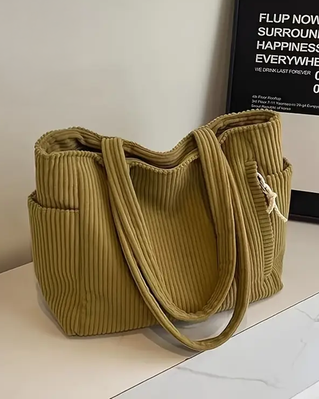 Camille™ | Sac Cabas Décontracté en Velours Côtelé