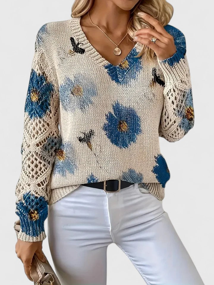 Cendrine™ | Pull en maille à fleurs