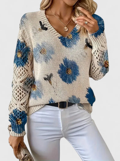 Cendrine™ | Pull en maille à fleurs
