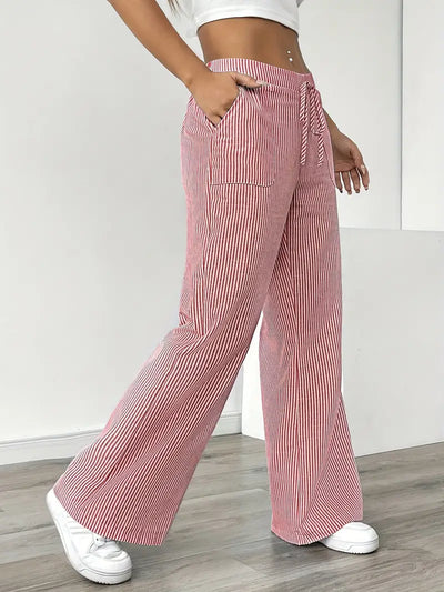 Éline™ | Pantalon Rayé Décontracté Chic