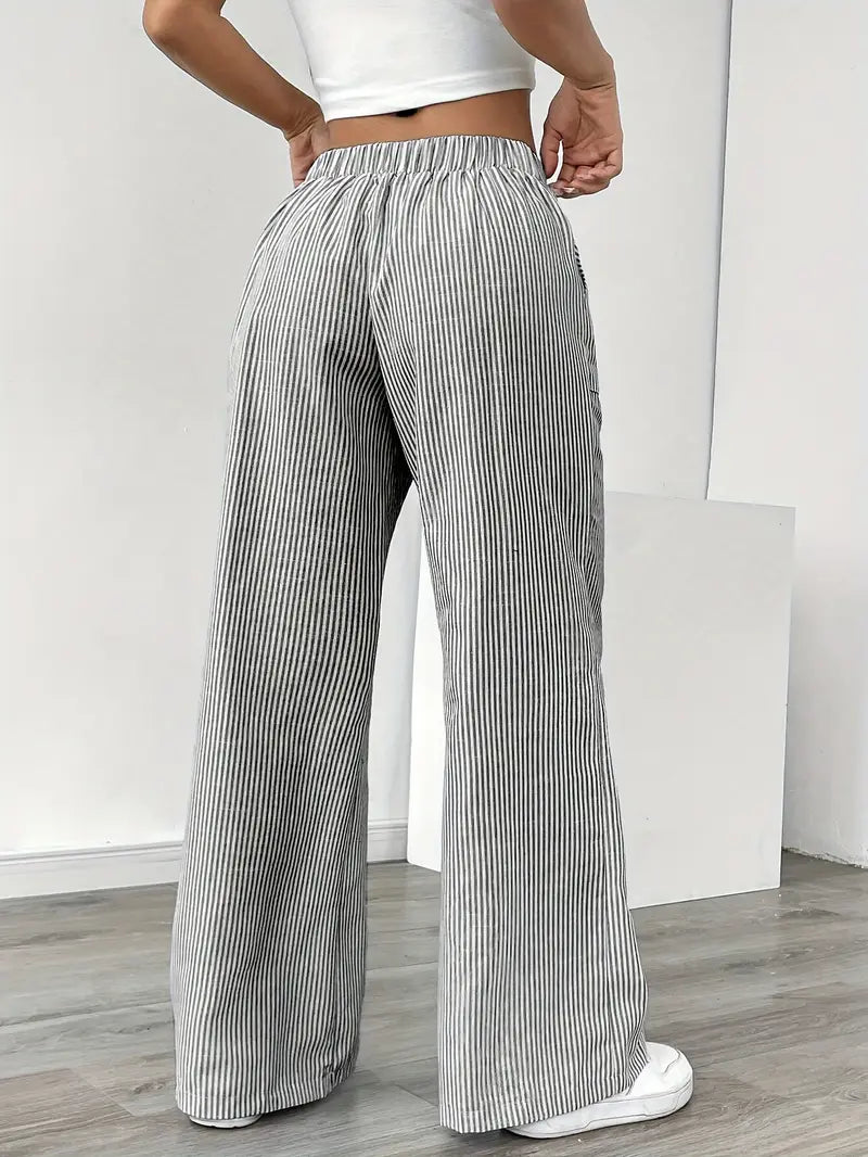 Éline™ | Pantalon Rayé Décontracté Chic