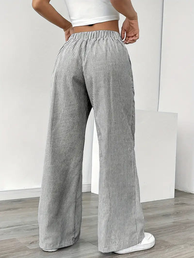 Éline™ | Pantalon Rayé Décontracté Chic