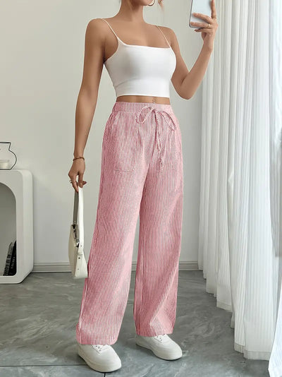 Éline™ | Pantalon Rayé Décontracté Chic