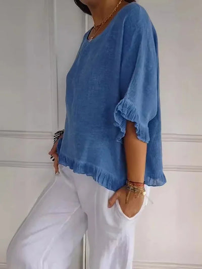 Luna | Blouse en lin de coton à volants
