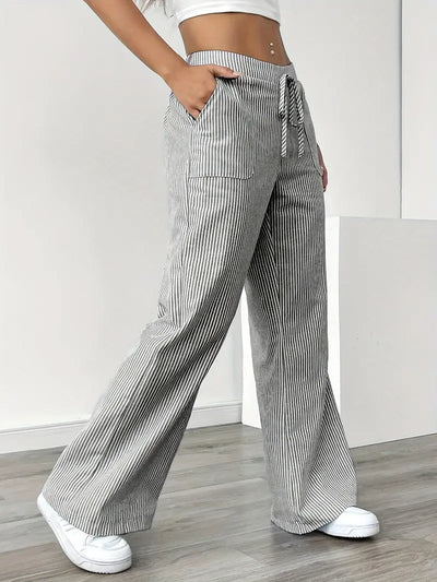 Éline™ | Pantalon Rayé Décontracté Chic