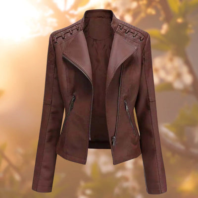 Coralie™ | Veste Motard Chic avec Détails Tressés