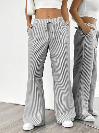 Éline™ | Pantalon Rayé Décontracté Chic