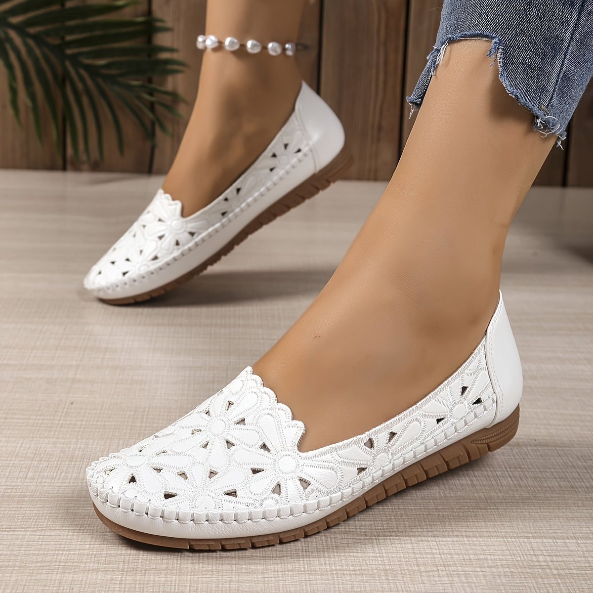 Clarisse™ | Mocassins ajourés en cuir souple