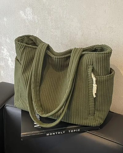Camille™ | Sac Cabas Décontracté en Velours Côtelé
