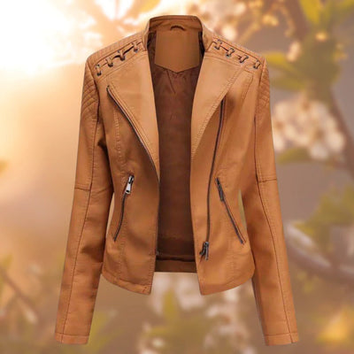 Coralie™ | Veste Motard Chic avec Détails Tressés
