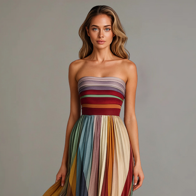 Aurélia™ | Robe Longue Plissée Sans Bretelles