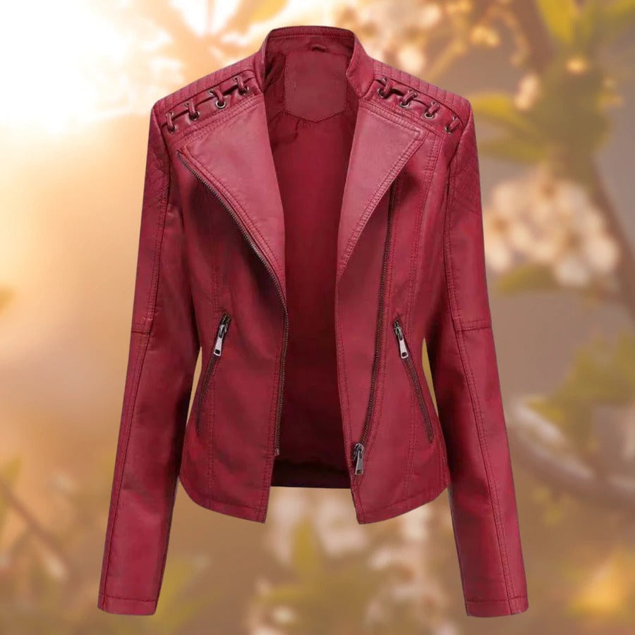 Coralie™ | Veste Motard Chic avec Détails Tressés
