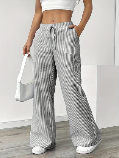 Éline™ | Pantalon Rayé Décontracté Chic