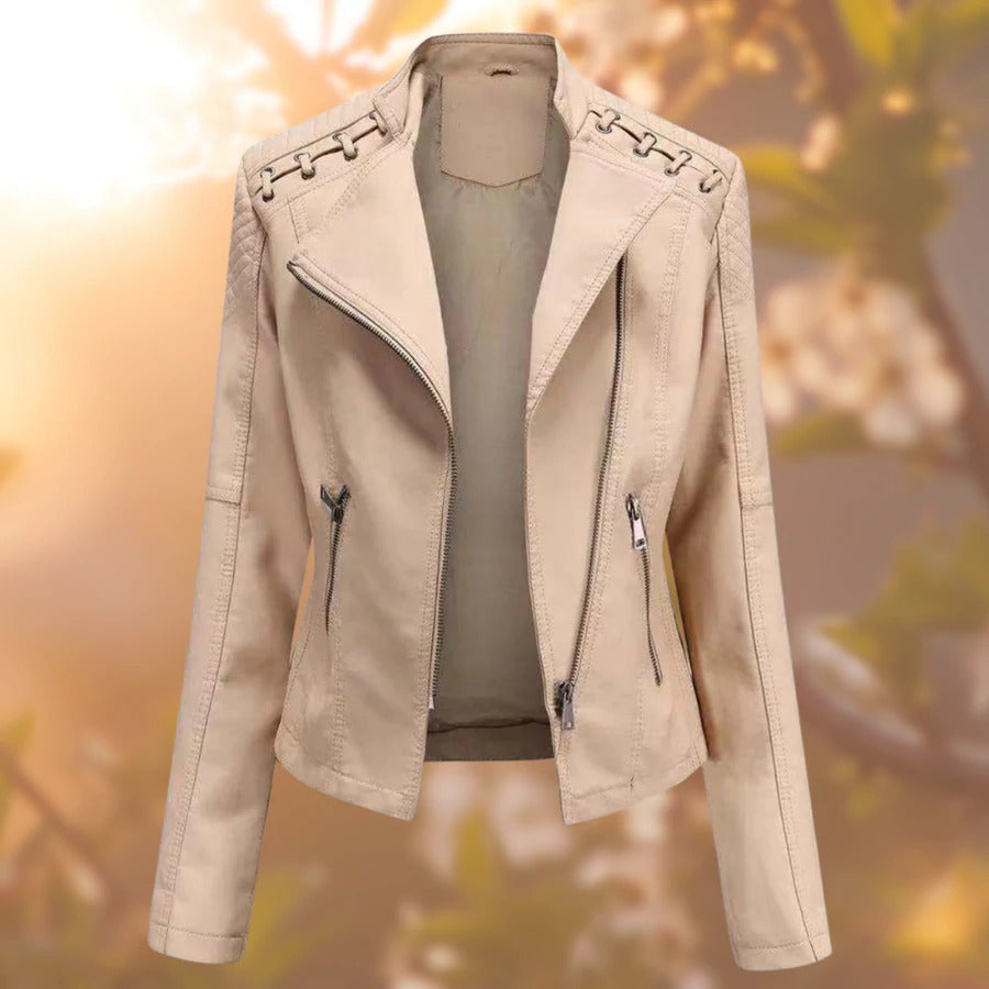 Coralie™ | Veste Motard Chic avec Détails Tressés