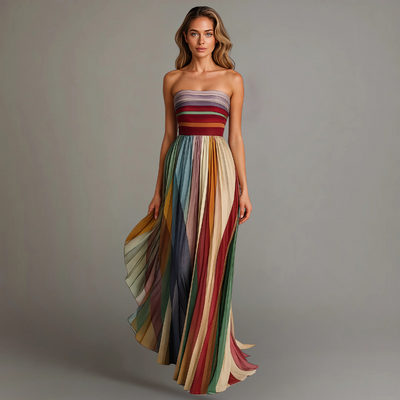 Aurélia™ | Robe Longue Plissée Sans Bretelles